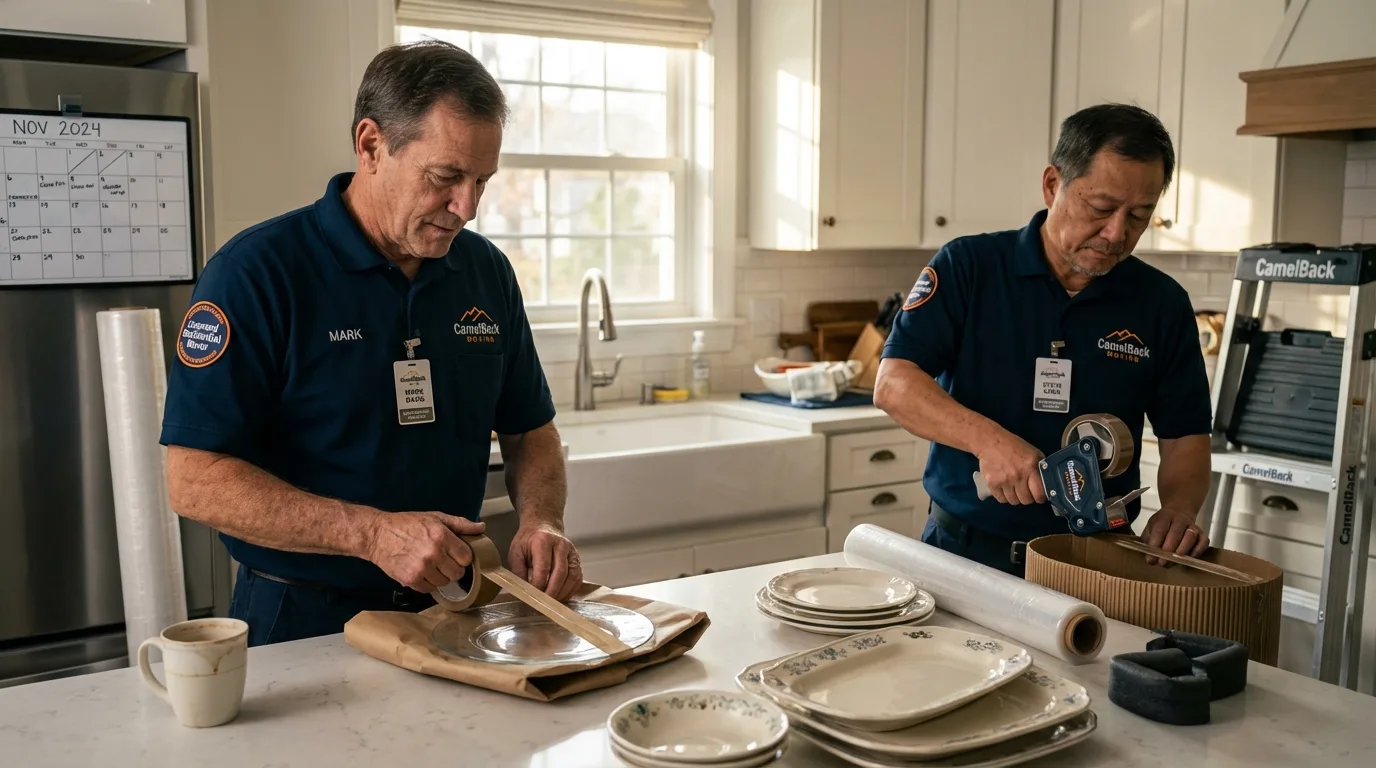 Professional crew packing kitchen dishware in Ahwahnee, CA